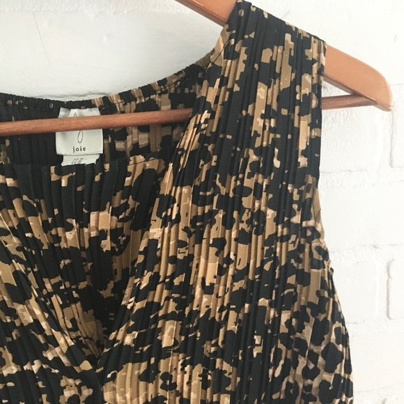 Revolve x Joie Ribbed Silky Tank top Blouse Animal print Leopard Black tan Sz M - Picture 6 of 13